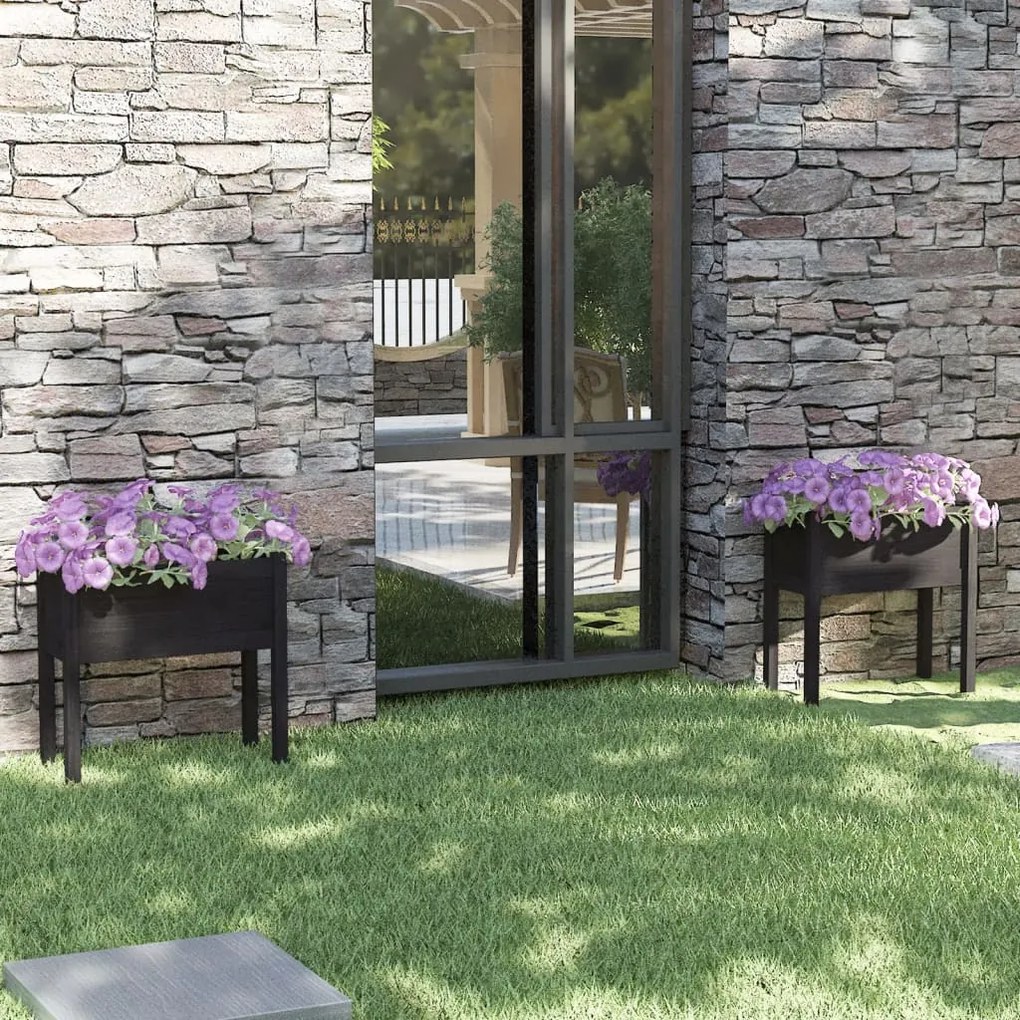 vidaXL Vasos/floreiras de jardim 2 pcs 70x31x70 cm pinho maciço preto