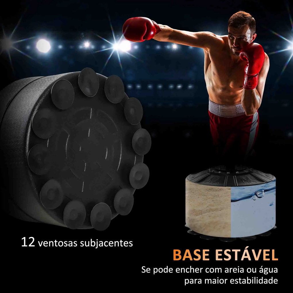 Punching Ball de Boxe com Altura Ajustável com 2 Bolas de Velocidade Barra Giratória 360° 88x50x160-230 cm Vermelho e Preto