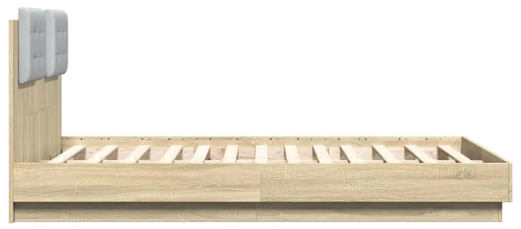 Estrutura cama c/ cabeceira/luzes LED 135x190cm carvalho sonoma