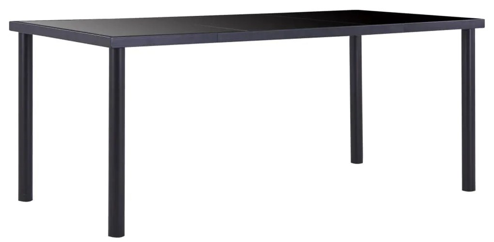 Mesa de jantar 180x90x75 cm vidro temperado preto
