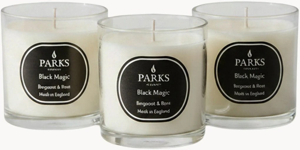 Velas perfumadas artesanais Black Magic (bergamota, rosa, patchouli), conjunto de 3