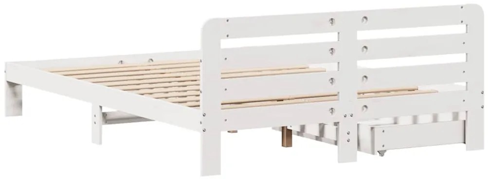 Cama sem colchão 140x200 cm madeira de pinho maciça branco