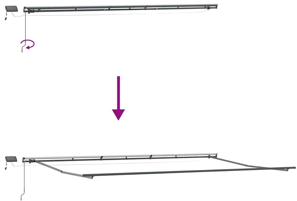 Toldo Manual Retrátil com LED Preto 600x300 cm
