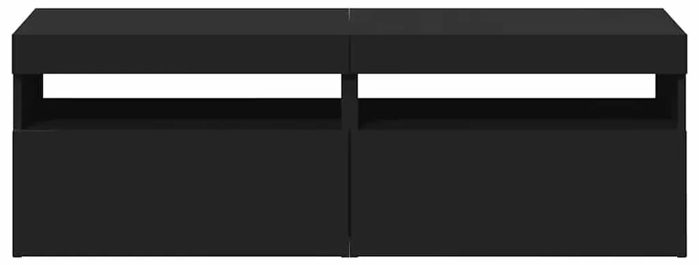 Móveis de TV com luzes LED 2 pcs 60x35x40 cm preto