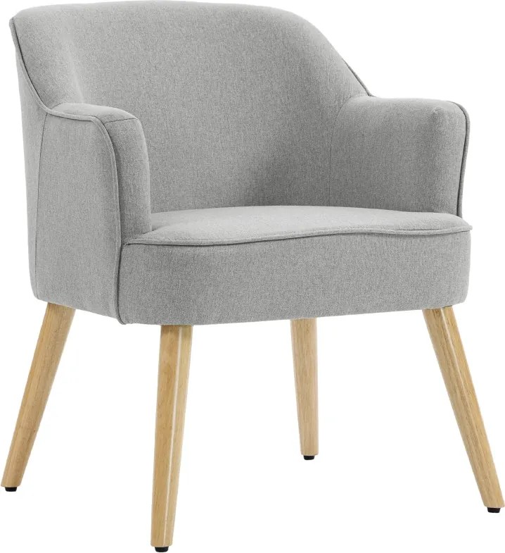 Poltrona Estilo Nórdico Estofada em Linho com Pés de Madeira para Dormitório Escritório Estúdio 64,5x65x79,5 cm Cinzento