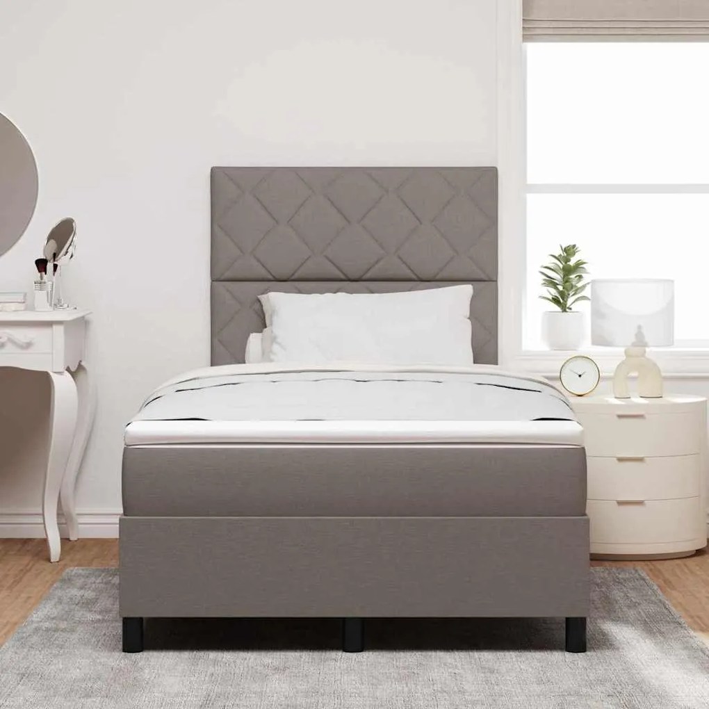 Cama com colchão e luz LED em taupe, 120 x 200 cm de tecido