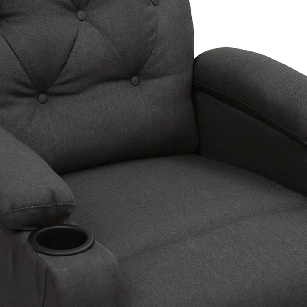 Poltrona de massagens elevatória tecido cinzento-escuro
