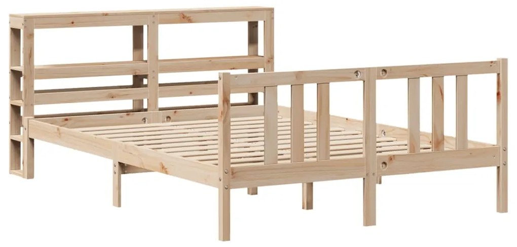 Estrutura cama c/ cabeceira 140x190 cm pinho maciço