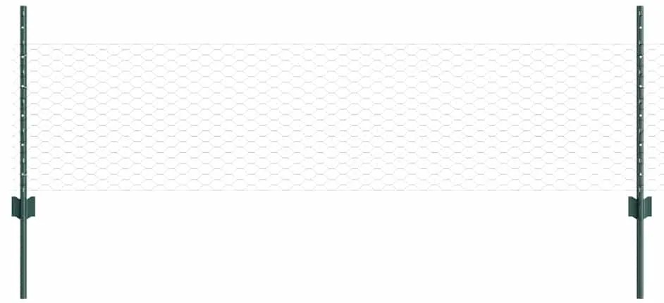 Postes de Cerca vidaXL 11 pcs Canal U Verde 60 cm Aço