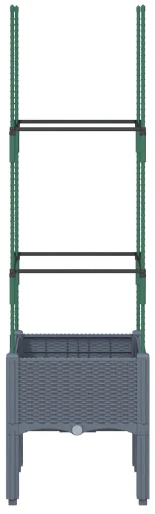 Vaso/floreira de jardim c/ treliça 40x40x142,5 cm PP cinzento azul