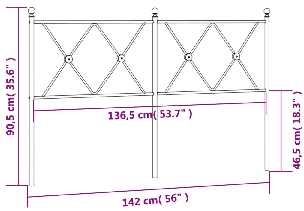 Cabeceira de cama 137 cm metal branco