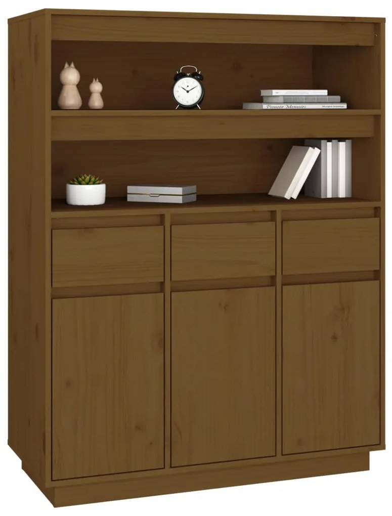 Aparador alto 89x40x116,5 cm pinho maciço castanho-mel