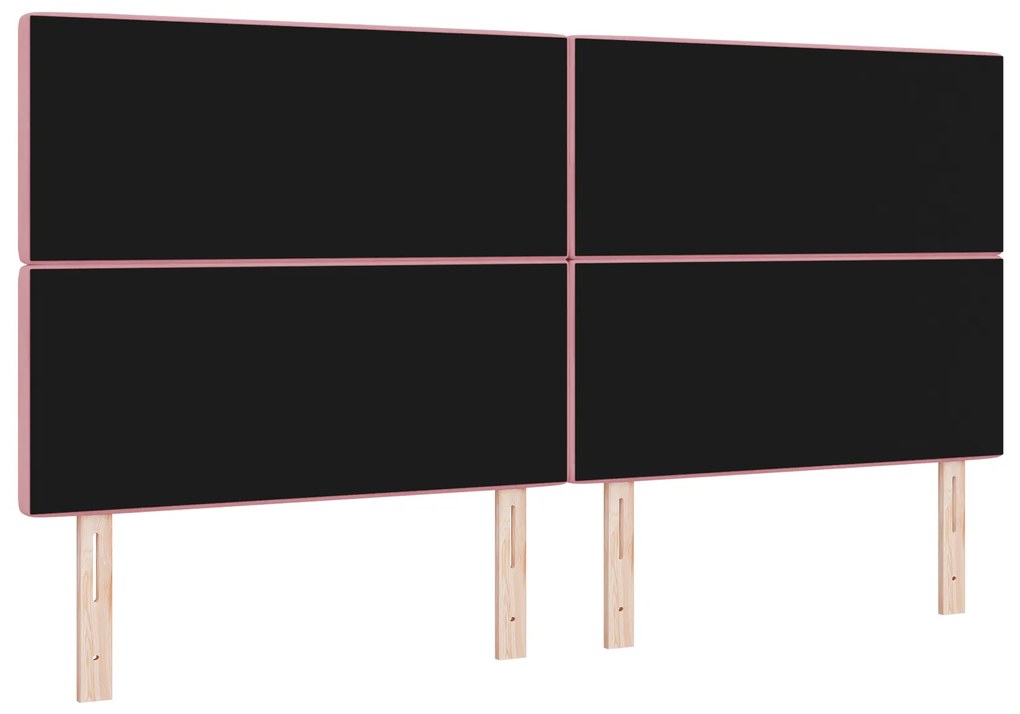 Cabeceira Botão de Cristal Tufted Rosa 200 cm Veludo