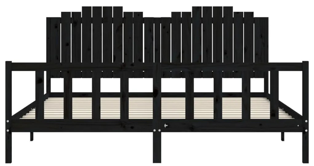 Estrutura de cama com cabeceira 200x200 cm madeira maciça preto