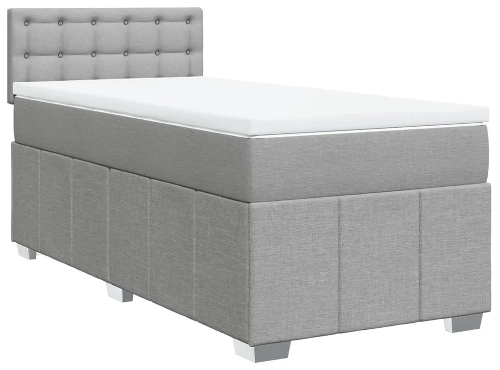 Cama com molas/colchão 90x200 cm tecido cinza-claro
