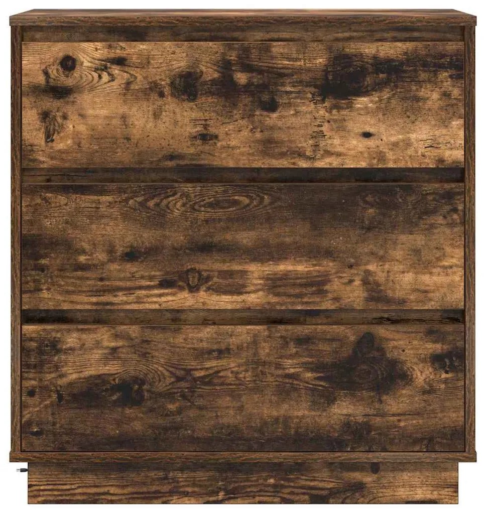 Criado-mudo com LED Carvalho Fumado 71x34,5x75 cm Madeira de Engenhari