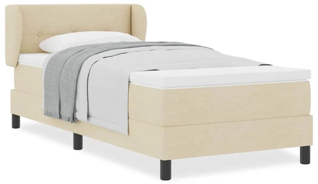 Cama Box Spring com Colchão Creme 90x200 cm Tecido