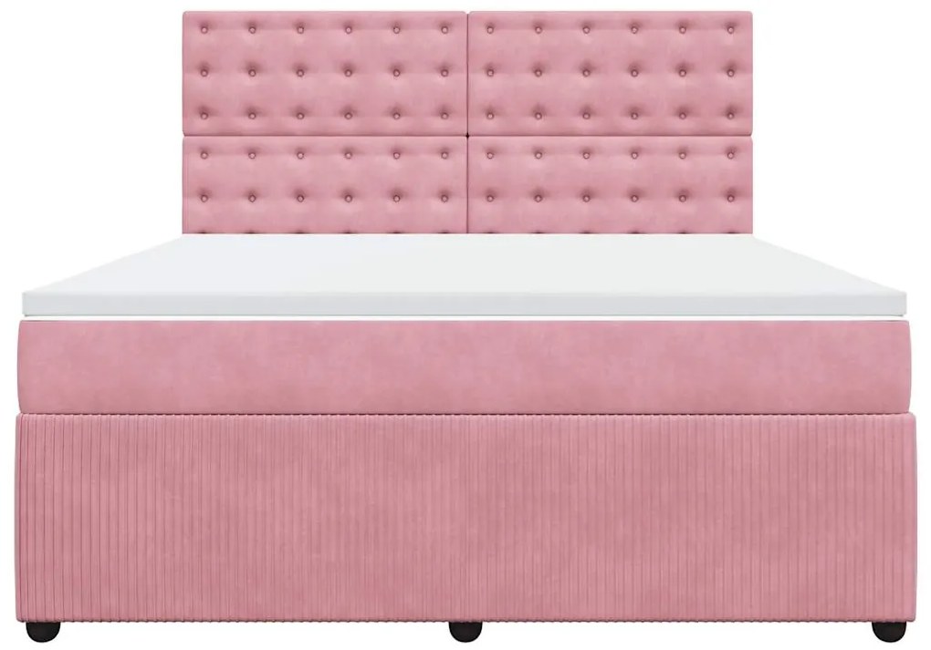 Cama com molas/colchão 180x200 cm veludo rosa