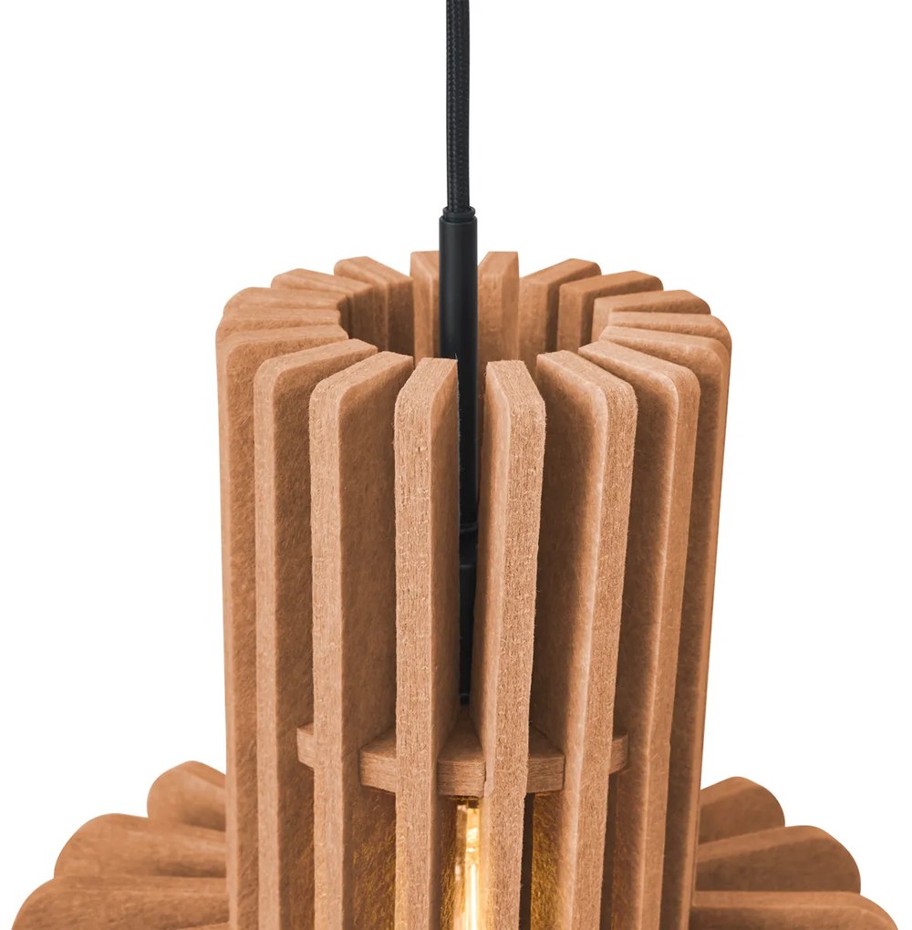 Candeeiro suspenso retro preto com laranja 3-luzes - Felt