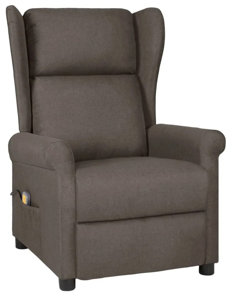 vidaXL Poltrona de massagens reclinável tecido castanho