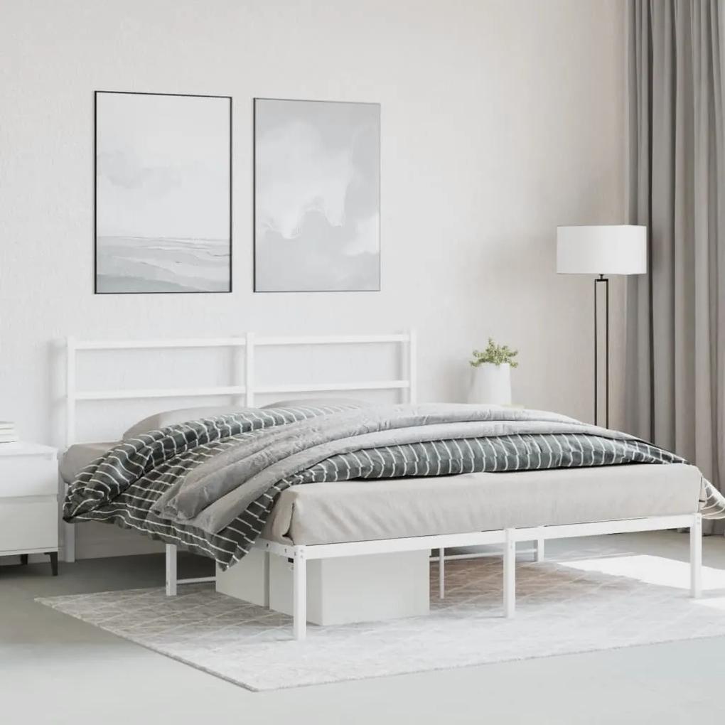 Estrutura de cama com cabeceira 160x200 cm metal branco