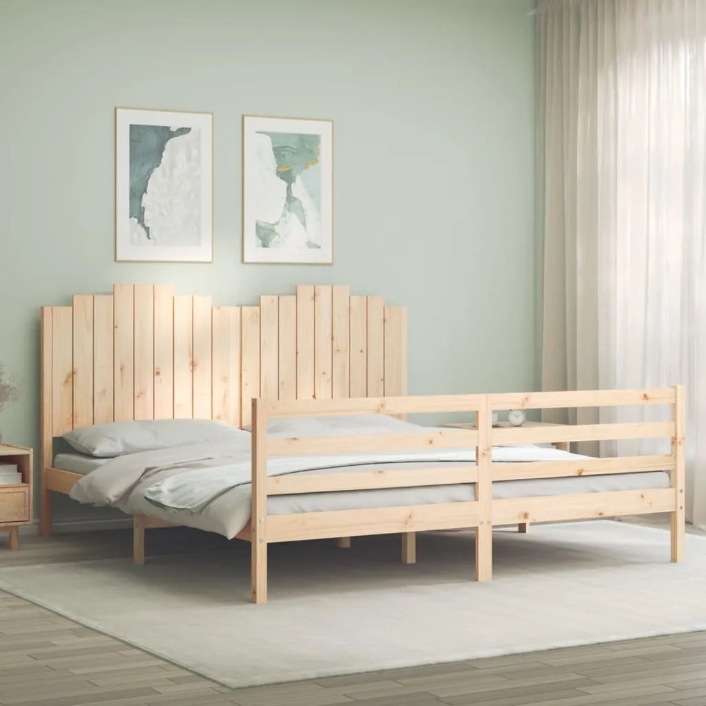 vidaXL Estrutura de cama Super King Size com cabeceira madeira maciça