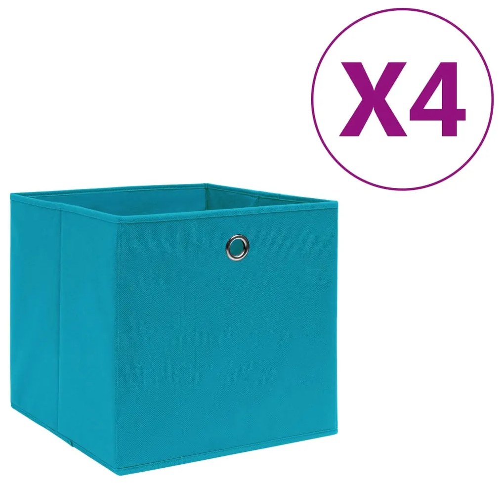 Caixas arrumação 4 pcs tecido-não-tecido 28x28x28 cm azul-bebé