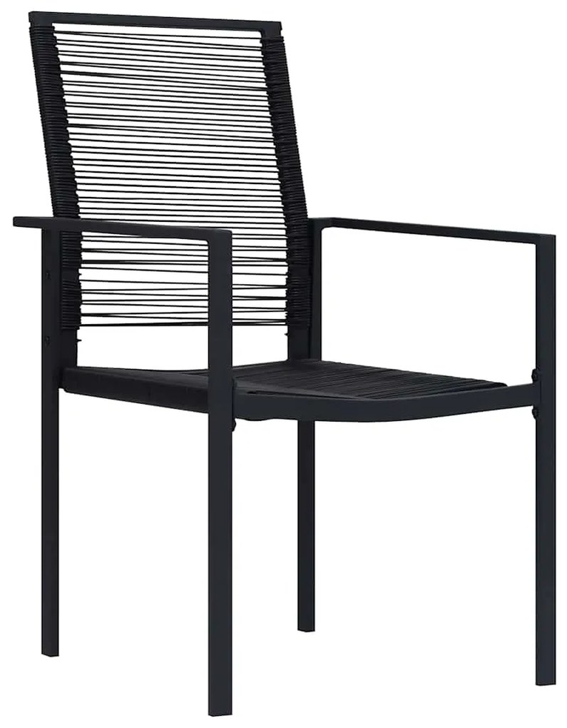 Conjunto de jantar de jardim com 5 peças em PVC rattan preto