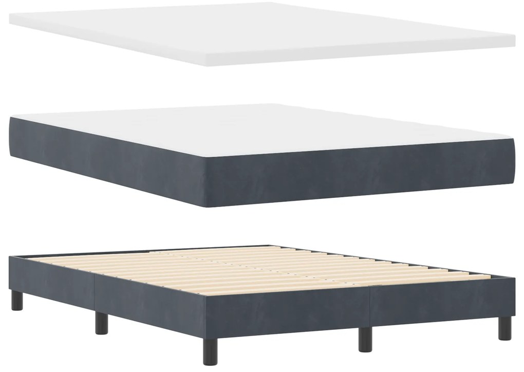 Cama Box com Colchão vidaXL Cinza Escuro 160x200 cm Veludo