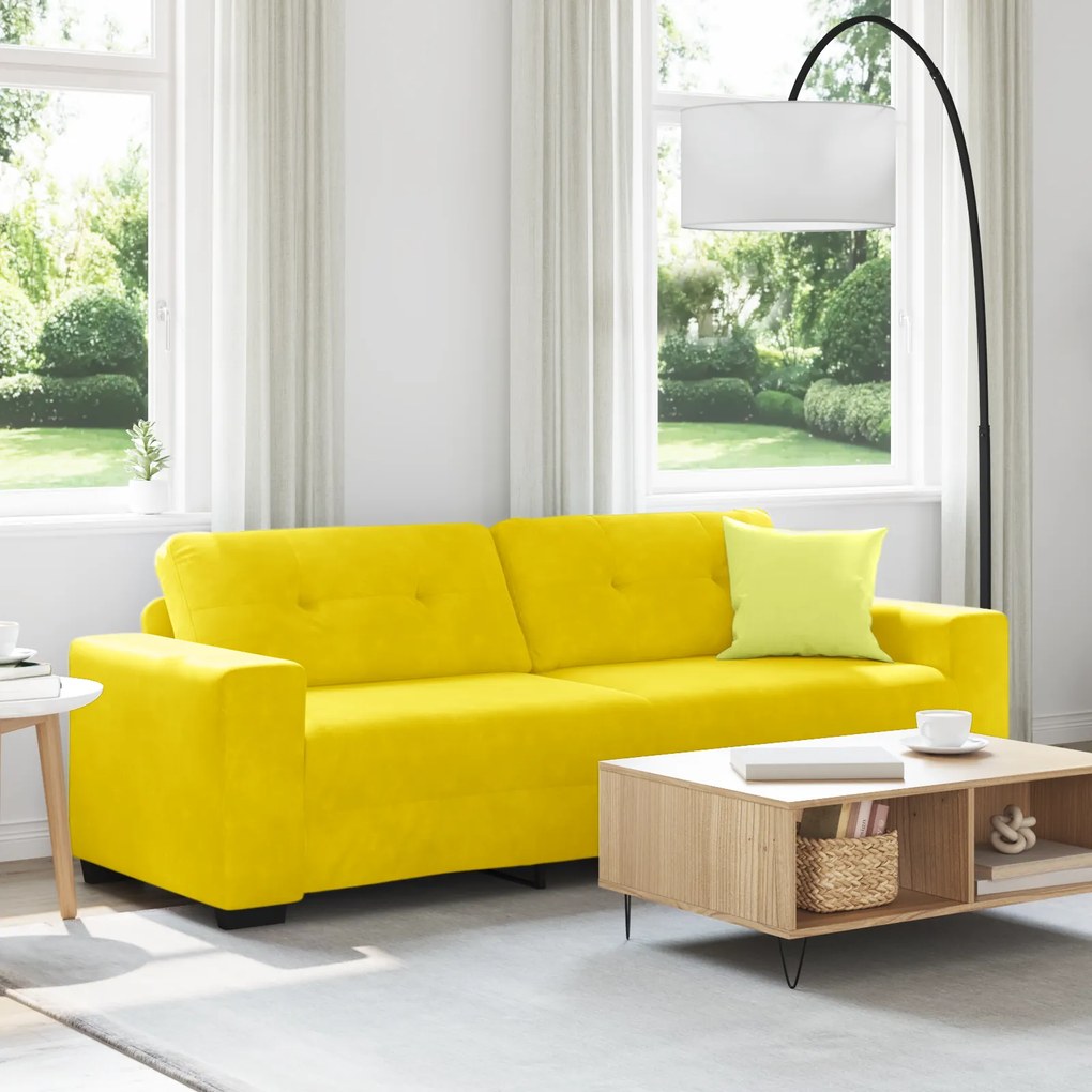 vidaXL Sofá de 3 lugares Amarelo 180 cm Veludo