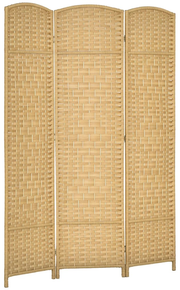HOMCOM Biombo Dobrável de 3 Painéis Divisor de Ambientes 135x180 cm Ecrã de Privacidade de Polipropileno para Escritório Quarto Madeira