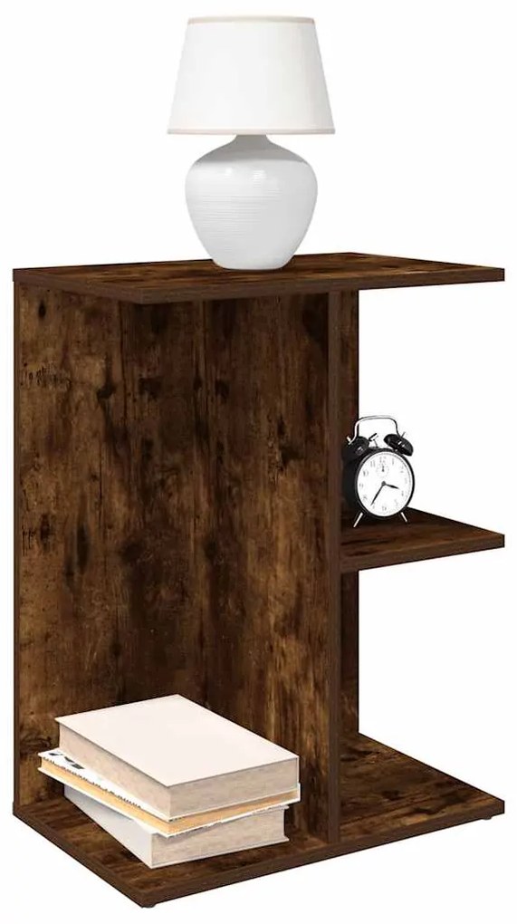 vidaXL Mesa cabeceira 46,5x29x61cm derivados madeira carvalho fumado