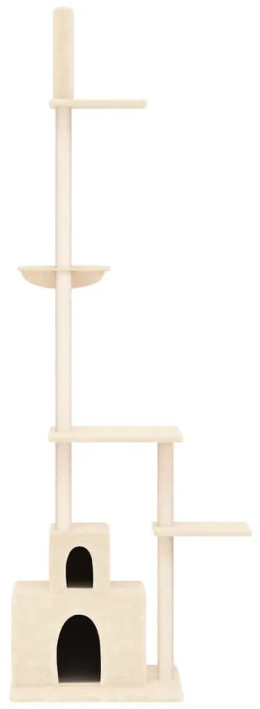 Árvore p/ gatos altura ajustável chão-teto 250,5-276,5 cm creme