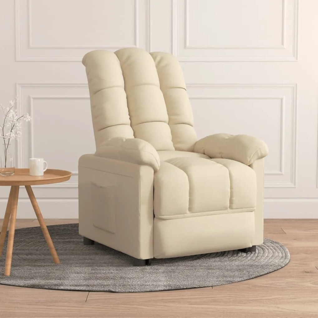 289805 vidaXL Poltrona reclinável tecido cor creme