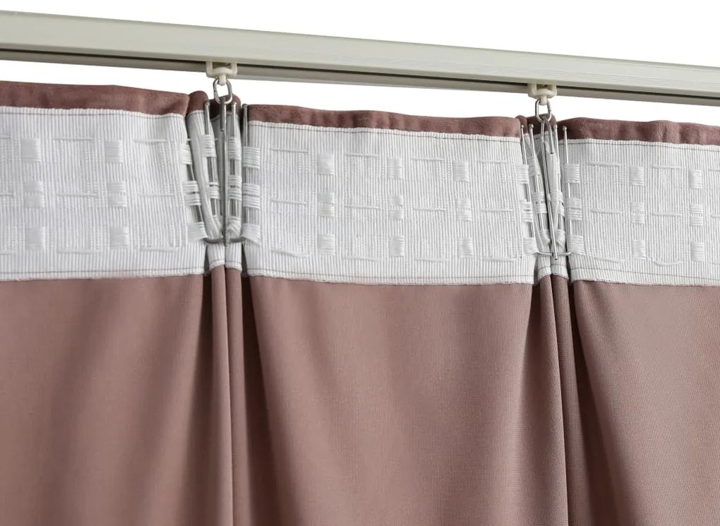 Cortina blackout com ganchos 290x245 cm veludo rosa antigo