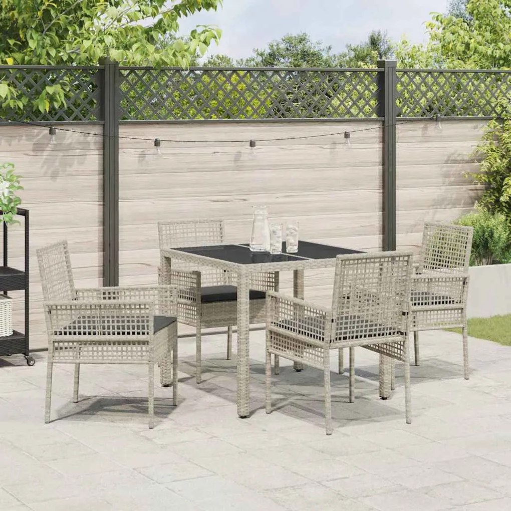 Conjunto de Jantar para Jardim 5 pcs Cinzento-claro