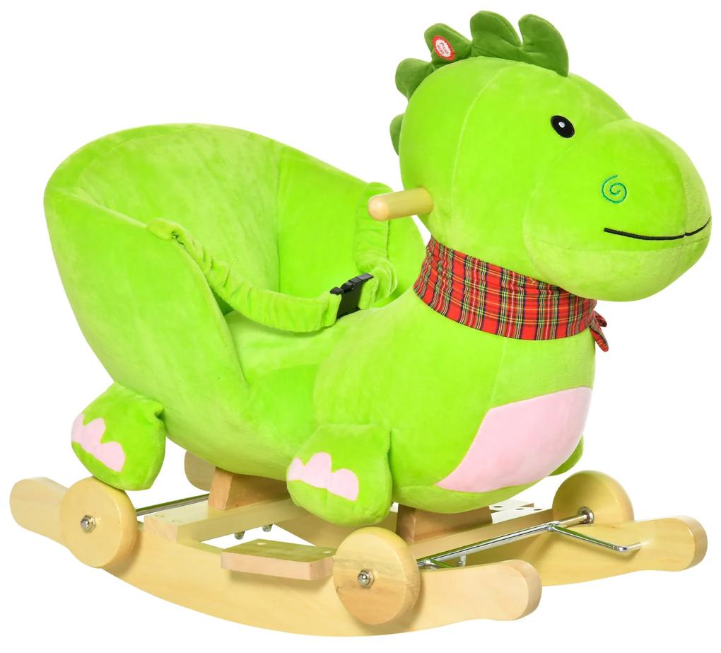 HomCom Cavalo de balanço para crianças acima de 18 meses de madeira com rodas 60x32x52cm
