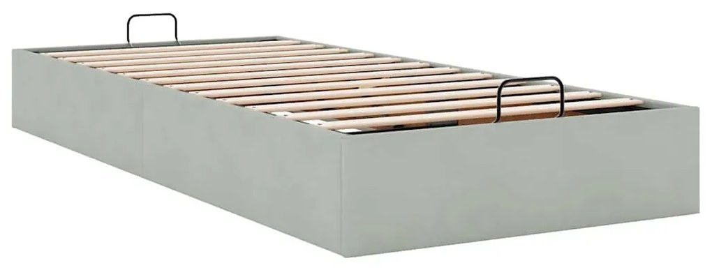 Ottoman Bed Frame Sem Colchão Cinzento Claro 90x200 cm Veludo