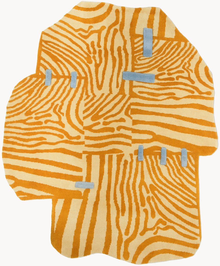 Tapete em lã artesanal com relevo Patch