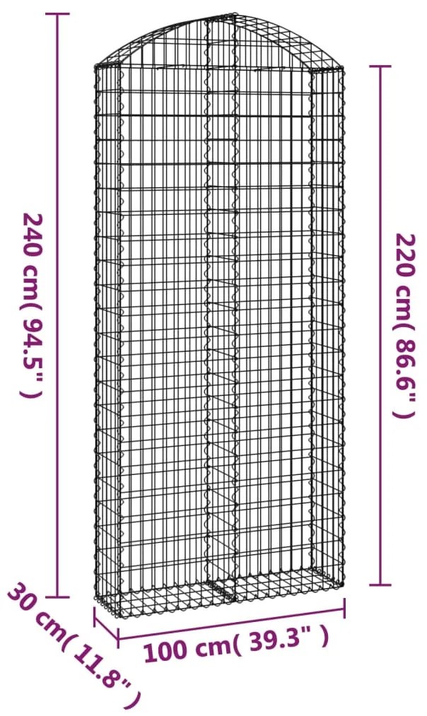 Cesto gabião arqueado 100x30x220/240 cm ferro galvanizado