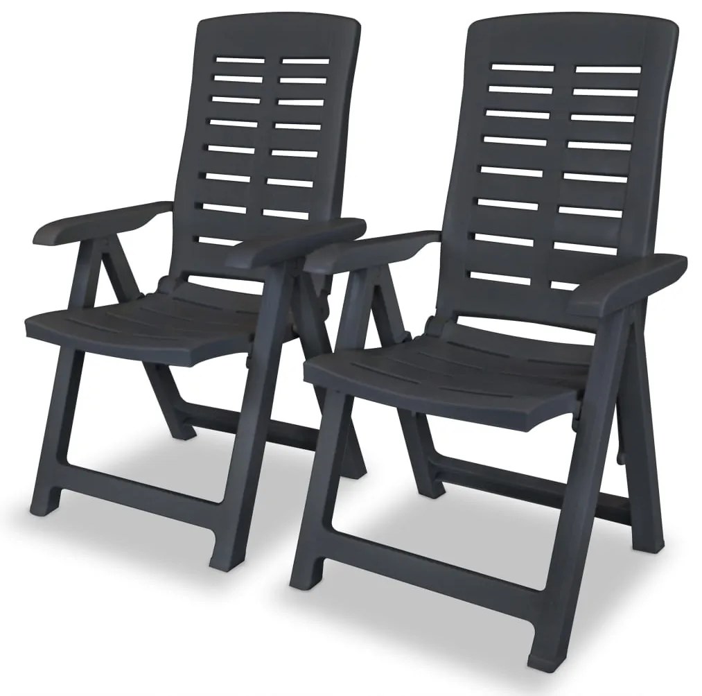 vidaXL Cadeiras jardim reclináveis 2 pcs plástico antracite