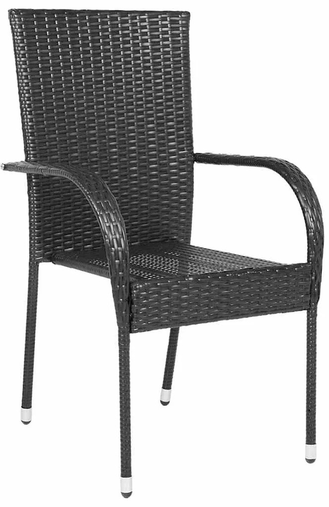 Cadeiras de exterior empilháveis 4 pcs vime PE preto