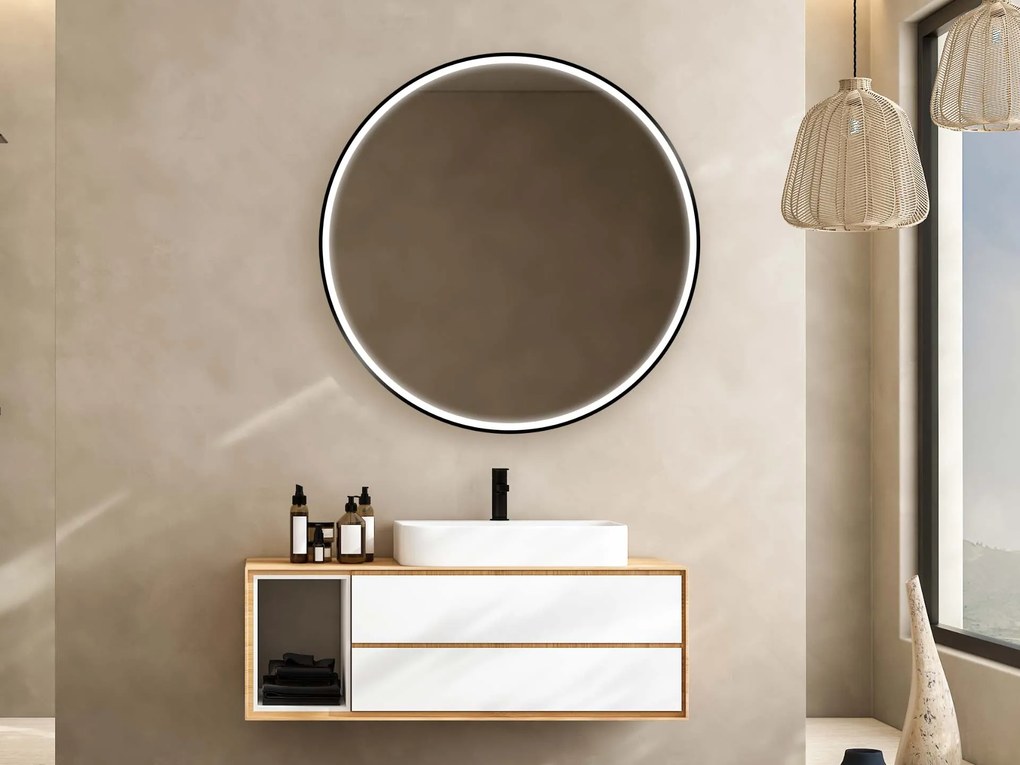 Espelho LED com moldura para casa de banho C1
