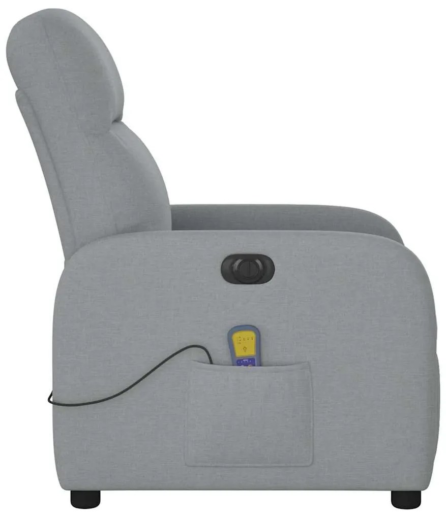 Poltrona de massagens reclinável elétrica tecido cinzento-claro