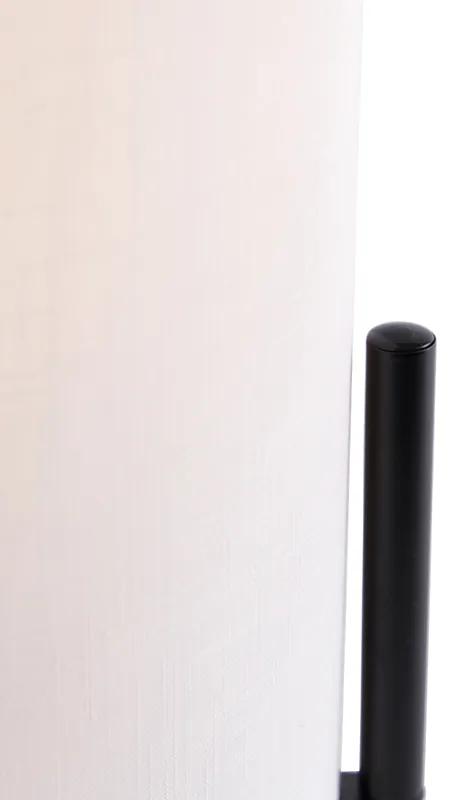 Candeeiro de mesa design preto abajur linho branco- RICH Moderno