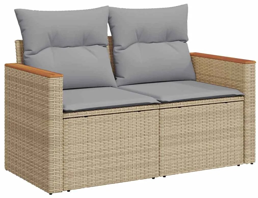Conjunto de Sofá de Jardim vidaXL de 10 Peças com Almofadas Bege Ratta