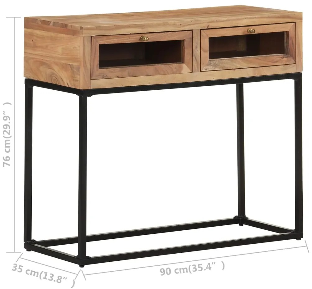 Mesa consola 90x35x76 cm madeira de acácia maciça