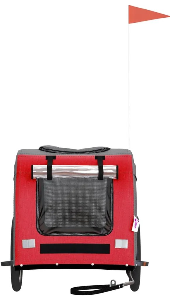 Reboque bicicleta p/ animais tecido oxford/ferro vermelho/cinza