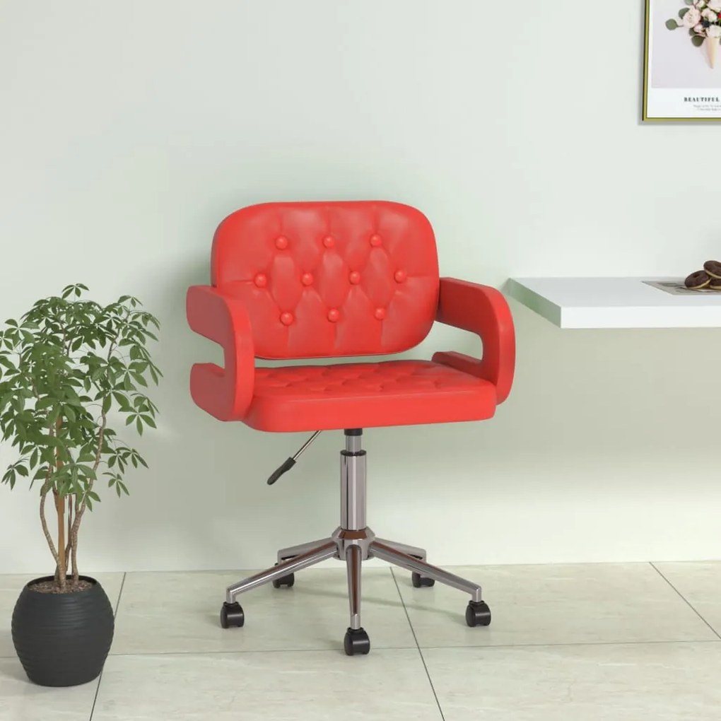 vidaXL Cadeira jantar giratória couro artificial vermelho