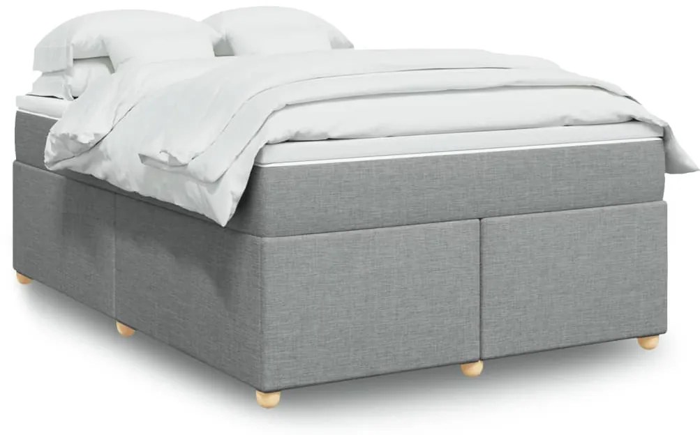 vidaXL Cama com molas/colchão 160x200 cm tecido cinzento-claro